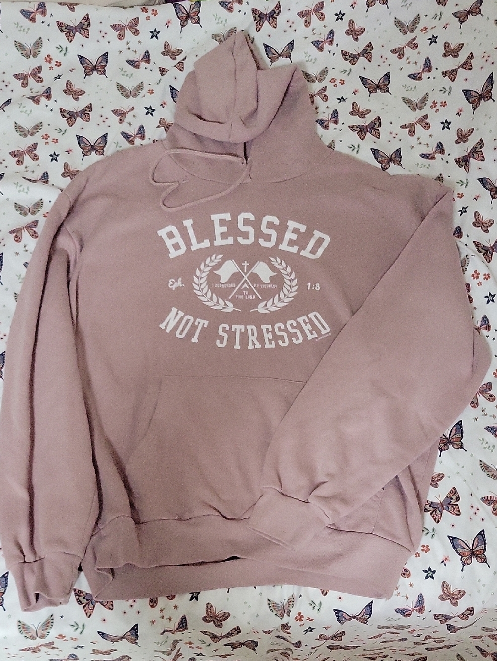 Blush Pink "Blessed Not Stressed" Graphic Hoodie